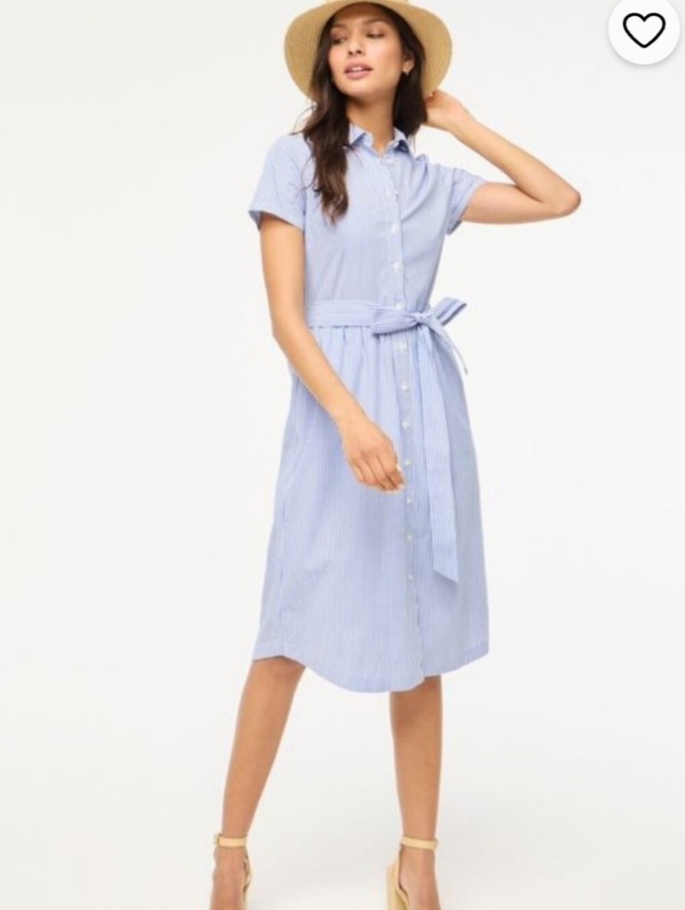 J. Crew Factory blue and white striped shirt dress with a tie Size 14